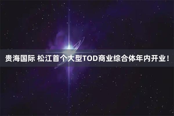 贵海国际 松江首个大型TOD商业综合体年内开业！